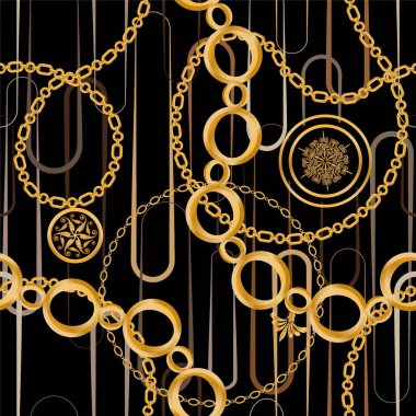 Değerli taşlar, altın zincirler ve incilerle süslenmiş kusursuz desenler..