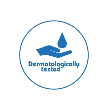 Beyaz arkaplanda dermatolojik olarak test edilmiş simge