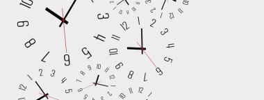 Yuvarlak duvar saatleriyle zaman arkaplanı.