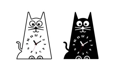 Şirin ve komik analog kedi saati.