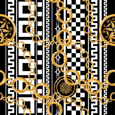 Değerli taşlar, altın zincirler ve incilerle süslenmiş kusursuz desenler..