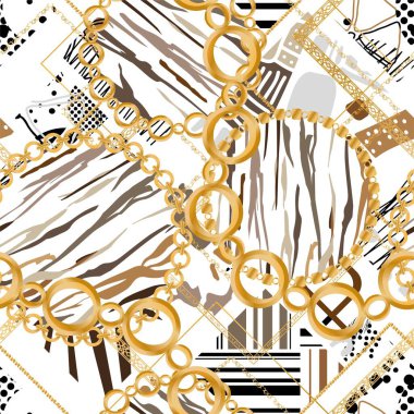 Değerli taşlar, altın zincirler ve incilerle süslenmiş kusursuz desenler..