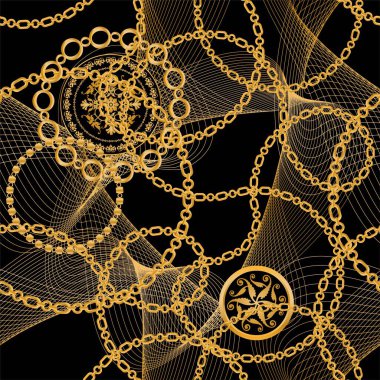 Değerli taşlar, altın zincirler ve incilerle süslenmiş kusursuz desenler..