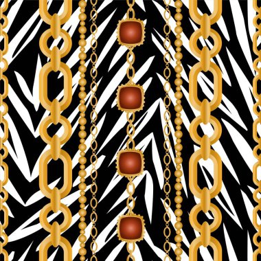 Değerli taşlar, altın zincirler ve incilerle süslenmiş kusursuz desenler..