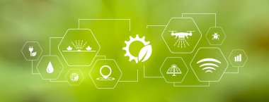 Beyaz arkaplanda akıllı tarım simgeleri