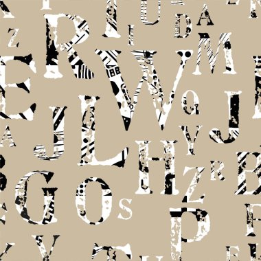 Siyah arkaplandaki harfler pürüzsüz desenli.