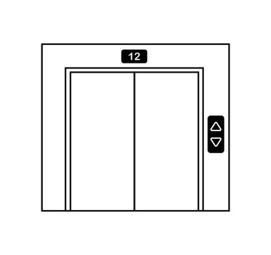 Beyaz arkaplanda asansör işareti