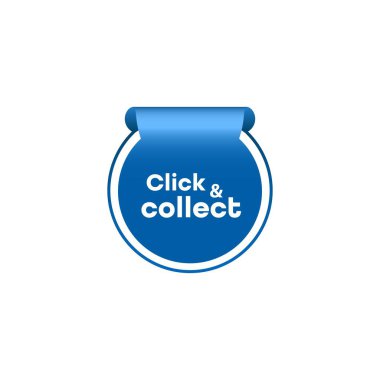 Click and collect sign on white background clipart