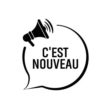 Beyaz arkaplandaki en yeni metin. Fransızca 'da yenidir..