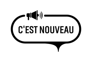 Beyaz arkaplandaki en yeni metin. Fransızca 'da yenidir..