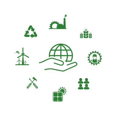 İklim değişikliğini durdurmak için karbondioksit salınımını azaltmak. yeşil enerji arkaplanı