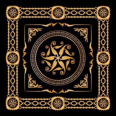 Değerli taşlar, altın zincirler ve incilerle süslenmiş kusursuz desenler..