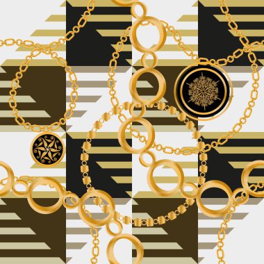 Değerli taşlar, altın zincirler ve incilerle süslenmiş kusursuz desenler..