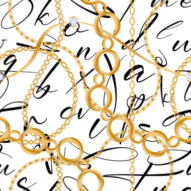 Değerli taşlar, altın zincirler ve incilerle süslenmiş kusursuz desenler..