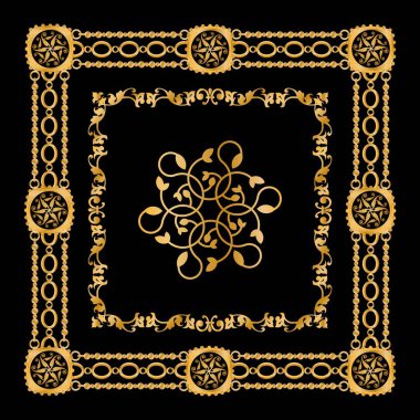 Değerli taşlar, altın zincirler ve incilerle süslenmiş kusursuz desenler..