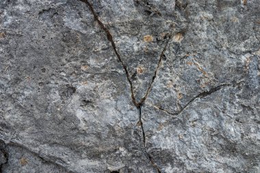 Taş dokunun fotoğrafı. Gri doğal kaya. Arka plan için mükemmel.