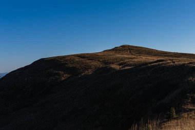Polonya 'nın Bieszczady Dağları' ndaki Halicz tepesi. Kırmızı patikadan görüntüle.