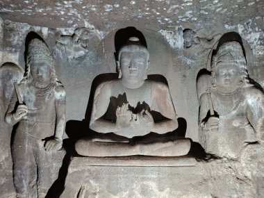 ancient temple in the ajanta caves, world heritage site, India 