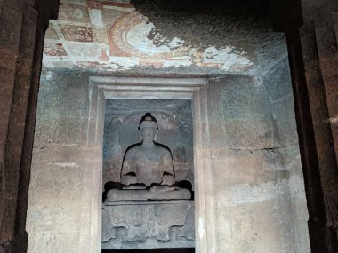 ancient temple in the ajanta caves, world heritage site, India 