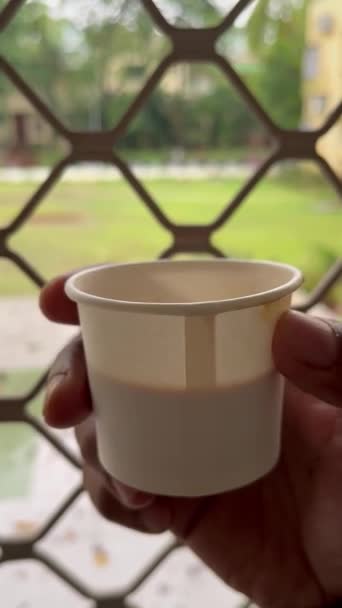 Cup Tea Monsoon Season — Stock Video