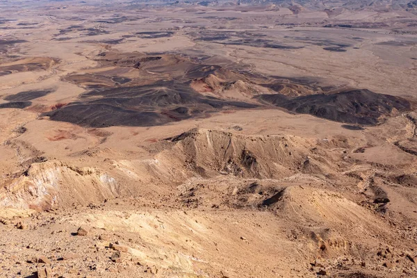 Widok Powierzchnię Ramon Crater Góry Pustyni Negew Izrael — Zdjęcie stockowe