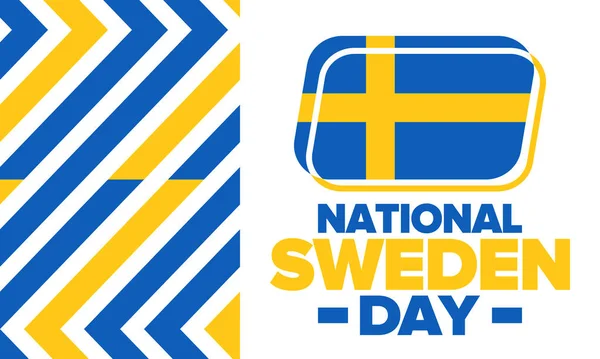 Día Nacional Suecia Celebrado Anualmente Junio Suecia Feliz Fiesta Nacional — Vector de stock