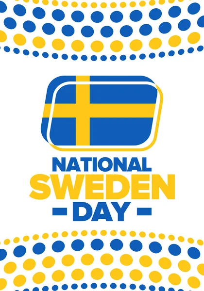 Día Nacional Suecia Celebrado Anualmente Junio Suecia Feliz Fiesta Nacional — Vector de stock