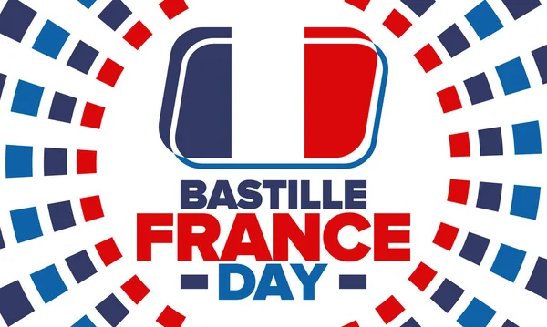 Den Francouzských Bastil Národní Šťastný Svátek Slaví Každý Rok Července — Stockový vektor