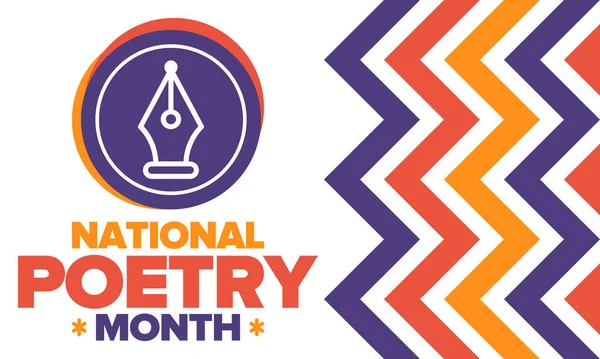 Εθνικό Μήνα Ποίησης Τον Απρίλιο Αφίσα Χειρόγραφα Γράμματα Φεστιβάλ Ποίησης — Διανυσματικό Αρχείο
