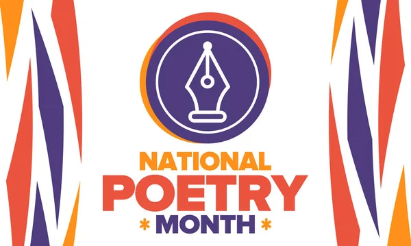 Monat Der Nationalen Poesie April Plakat Mit Handgeschriebener Schrift Poetry — Stockvektor