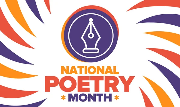 Monat Der Nationalen Poesie April Plakat Mit Handgeschriebener Schrift Poetry — Stockvektor