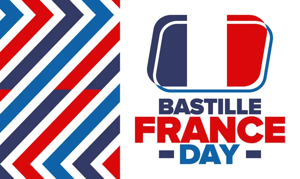 Día Bastilla Francia Fiesta Nacional Feliz Celebrada Anualmente Julio Bandera — Vector de stock