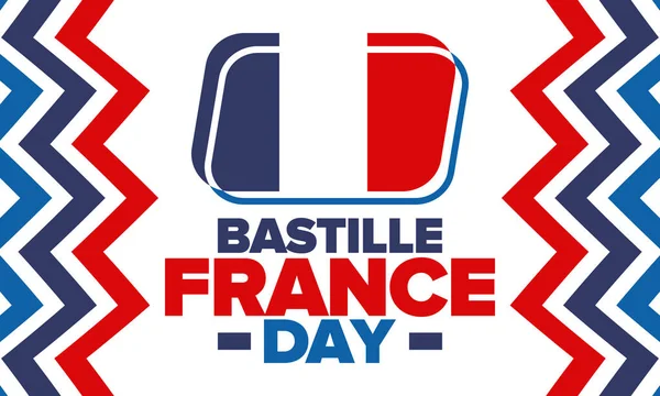 Ημέρα Της Γαλλίας Στη Βαστίλη Εθνική Ευτυχισμένη Γιορτή Γιορτάζεται Ετήσια — Διανυσματικό Αρχείο