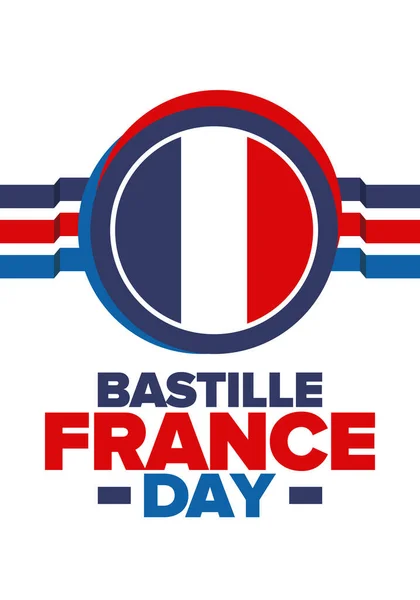 Ημέρα Της Γαλλίας Στη Βαστίλη Εθνική Ευτυχισμένη Γιορτή Γιορτάζεται Ετήσια — Διανυσματικό Αρχείο