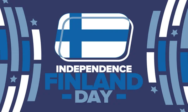 핀란드 기념일 핀란드 국민의 연례행사 핀란드 애국심의 요소들 포스터 일러스트 — 스톡 벡터