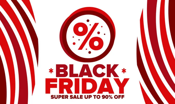 stock vector Black Friday. Sale up to 90% off. Biggest sale of the year. Special offer banner. Holiday shopping in United States. Super season deal in November. Discount badge. Creative vector template