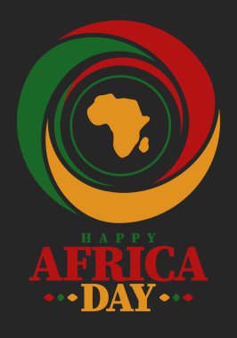 Afrika Günü. Afrika Özgürlük ve Özgürlük Gününüz kutlu olsun. Afrika kıtasında ve tüm dünyada yıllık kutlama yapın. Afrika modeli. Poster, kart, afiş ve geçmiş. Vektör illüstrasyonu