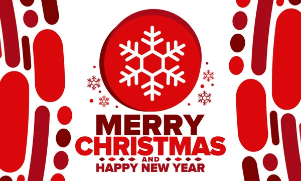 Feliz Natal Feliz Ano Novo Cartaz Mágico Férias Com Floco — Vetor de Stock