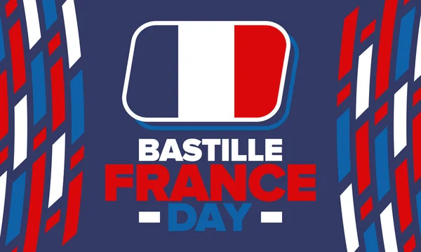 Tag Der Französischen Bastille Nationaler Fröhlicher Feiertag Der Jährlich Juli — Stockvektor