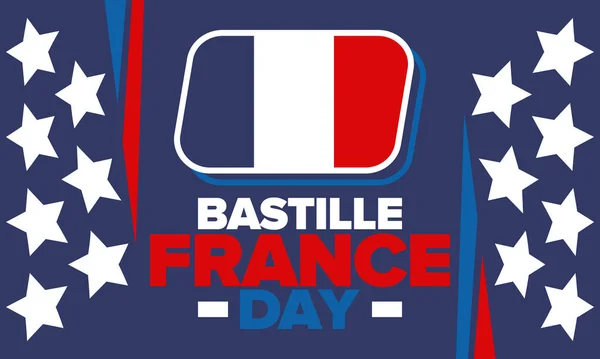 Franciaország Bastille Napja Nemzeti Boldog Ünnep Ünnepelt Július Francia Zászló — Stock Vector