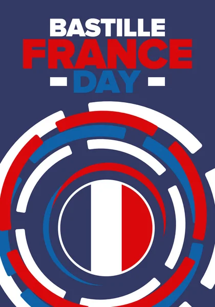 France Bastille Day National Happy Holiday Celebrated Annual July French — Stock Vector