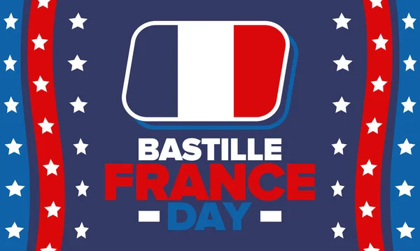 France Bastille Day National Happy Holiday Celebrated Annual July French — Stock Vector