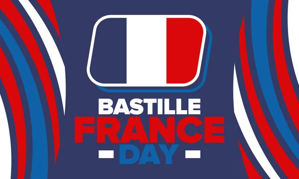 Franciaország Bastille Napja Nemzeti Boldog Ünnep Ünnepelt Július Francia Zászló — Stock Vector