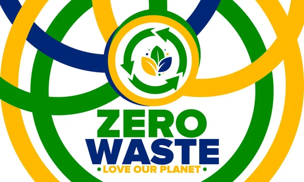 Nulový Plýtvání Ekologický Plakát Odmítnout Snížit Opětovné Použití Recyklaci Zelený — Stockový vektor