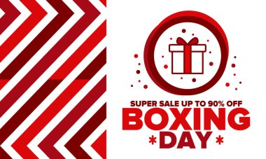 Boxing Day. Day after Christmas Day, when gifts are given! This holiday is associated with shopping and sporting events. Celebrated annually in the Great Britain on December 26th. Vector illustration clipart