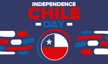 Şili Bağımsızlık Günü. Mutlu bayramlar Patrias. Özgürlük günü. Yıllığı 18 Eylül 'de kutlayın. Şili bayrağı. Vatansever Şili tasarımı. Poster, kart, afiş, şablon, geçmiş. Vektör