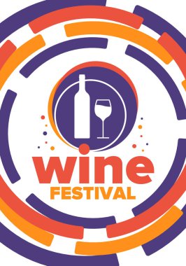 Wine Festival. For wine lovers. Wine tasting. Event for professionals in the wine industry. Winery, restaurants and bars. Trainings and master class for sommelier. Wineglass. Vector illustration