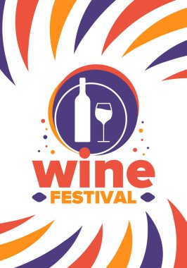 Wine Festival. For wine lovers. Wine tasting. Event for professionals in the wine industry. Winery, restaurants and bars. Trainings and master class for sommelier. Wineglass. Vector illustration