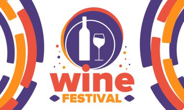 Wine Festival. For wine lovers. Wine tasting. Event for professionals in the wine industry. Winery, restaurants and bars. Trainings and master class for sommelier. Wineglass. Vector illustration