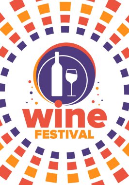 Wine Festival. For wine lovers. Wine tasting. Event for professionals in the wine industry. Winery, restaurants and bars. Trainings and master class for sommelier. Wineglass. Vector illustration
